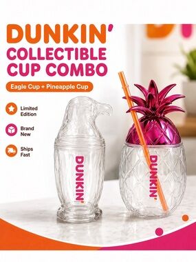 Collectible Pineapple & Eagle Cup Combo - Clear with Pink Accent
